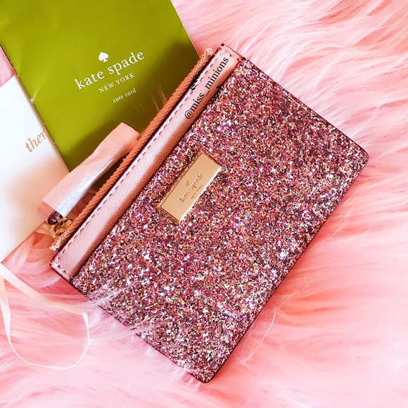 ✨HP✨Kate Spade Rose Gold Glitter Cardholder - Picture 5 of 5